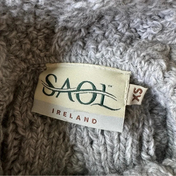 Saol Ireland Merino Wool Tunic Sweater Cardigan XS Gray with Pockets - Picture 4 of 8